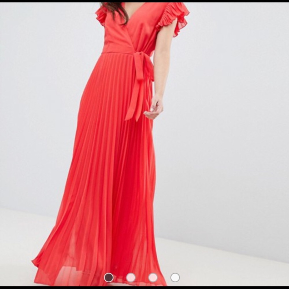 ASOS red pleated maxi